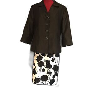Le Suit Skirt Suit Women Plus Size 16 Black and White 2-Piece Set Skirt & Blazer